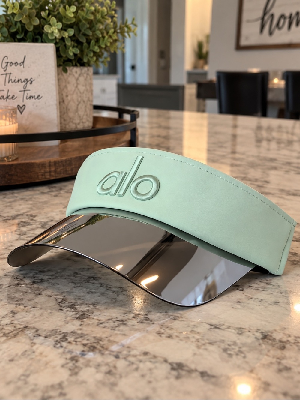 ALO Mint Green Visor with Reflective Silver Brim
